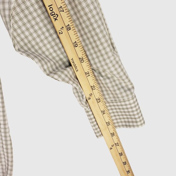 Paul Fredrick Mens Long Sleeve Button-Down Shirt White/Gray Checkered 16-35 - Picture 7 of 10